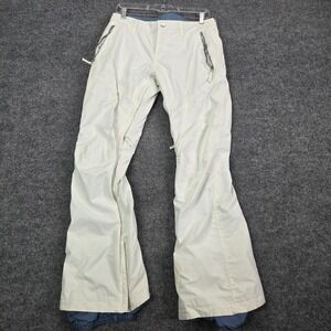 BURTON Society Snowboard Pant Womens Small White Dryride Waterproof STAINS